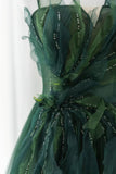 Green Tulle Long A-Line Prom Dress, Green Formal Evening Dress HZ1024