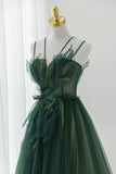 Green Tulle Long A-Line Prom Dress, Green Formal Evening Dress HZ1024