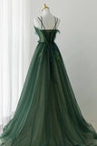 Green Tulle Long A-Line Prom Dress, Green Formal Evening Dress HZ1024