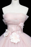 Lovely Pink Tull Applique Ball Gown Formal Dress, Pink Sweet 16 Dress HZ1024