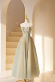 Lovely Strapless Long Tulle Prom Dress, A-Line Evening Dress HZ1024