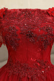 Burgundy Lace Long Formal Evening Dress, A-Line Lace Ball Gown HZ1024