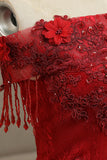 Burgundy Lace Long Formal Evening Dress, A-Line Lace Ball Gown HZ1024