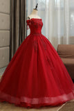 Burgundy Lace Long Formal Evening Dress, A-Line Lace Ball Gown HZ1024