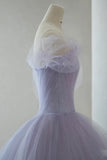 Previous Next Purple Tulle Short Prom Dress, A-Line Off the Shoulder Party Dress HZ1024