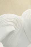 White Satin Long Prom Dress, Off the Shoulder Evening Dress HZ1024