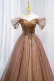 Off the Shouler Long Formal Dresses, A-Line Tulle Formal Evening Dress HZ1024