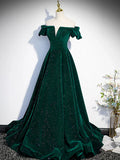 Burgundy Velvet Long Prom Dresses, Off the Shoulder Formal Evening Dresses HZ1024