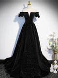Burgundy Velvet Long Prom Dresses, Off the Shoulder Formal Evening Dresses HZ1024