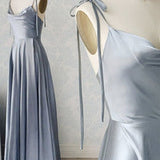 Simple Satin Long Prom Dresses, A-Line Spaghetti Straps Party Dresses HZ1024