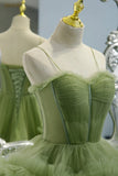 Green Tulle Long Prom Dresses, A-Line Formal Evening Dresses HZ1024