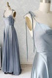 Simple Satin Long Prom Dresses, A-Line Spaghetti Straps Evening Dresses HZ1024