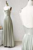 Simple Satin Long Prom Dresses, A-Line Evening Party Dresses HZ1024