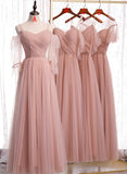Pink Tulle Long Prom Dresses, A-Line Evening Party Dresses HZ1024