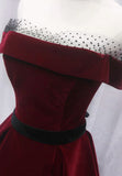 Burgundy Velvet Long Prom Dresses, A-Line Evening Dresses HZ1024