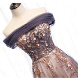 Purple Tulle Long Prom Dresses, A-Line Evening Dresses HZ1024