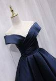 A-Line Satin Off the Shoulder Short Prom Dress, Mini Evening Party Dress HZ1024