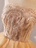 Lovely Tulle Layer Knee Length Prom Dress, A-Line Strapless Evening Party Dress HZ1024