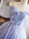 Lavender Appliques Sequins Party Dress, Beautiful A-Line Short Prom Dress HZ1024