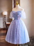 Lavender Appliques Sequins Party Dress, Beautiful A-Line Short Prom Dress HZ1024