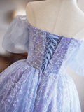 Lavender Appliques Sequins Party Dress, Beautiful A-Line Short Prom Dress HZ1024