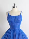 Royal Blue Spaghetti straps Tulle A-line Short Prom Dress HZ1024