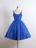Royal Blue Spaghetti straps Tulle A-line Short Prom Dress HZ1024