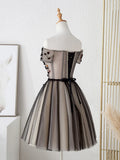 Cute Tulle Short Prom Dress with Flowers, Black Tulle Party Dress HZ1024