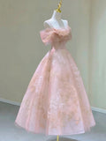 Pink Spaghetti Strap Tulle Lace Short Prom Dress, Cute A-Line Party Dress HZ1024