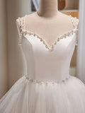 White Spaghetti Strap Tulle Short Prom Dress, Cute A-Line Party Dress HZ1024