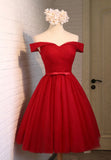 Red Tulle Short Prom Dresses, A-Line Party Dresses HZ1024