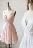 Cute Lace Short Prom Dresses, A-Line Homecoming Dresses HZ1024