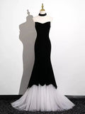 Black and White Mermaid Long Formal Dress Evening Dress, Black and White Prom Dress HZ1024