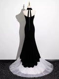 Black and White Mermaid Long Formal Dress Evening Dress, Black and White Prom Dress HZ1024
