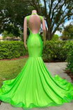 Gorgeous Bright Green Prom Dress Glittering Beaded Evening Gown Mermaid Party Dress Long Formal Dress HZ1024