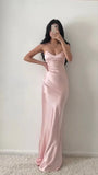 Elegant Pink Satin Mermaid Prom Dress Party Dress Evening Dress HZ1024