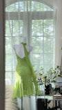 Chic Green Sequin Spaghetti Strap A-line Chiffon Party Dresses Homecoming Dresses, HZ1024